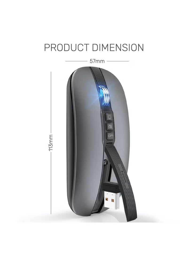 arizone S09 Wireless Mouse, Rechargeable Wireless Silent Mouse, 2.4G Portable USB 2400 Dpi Optical Wireless Computer Mouse with USB Receiver - Image 3